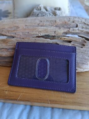 Purple Leather Card Holder with ID Window